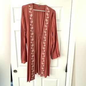 Women’s Salmon & White Floral Charlotte Russe Cardigan, size Large